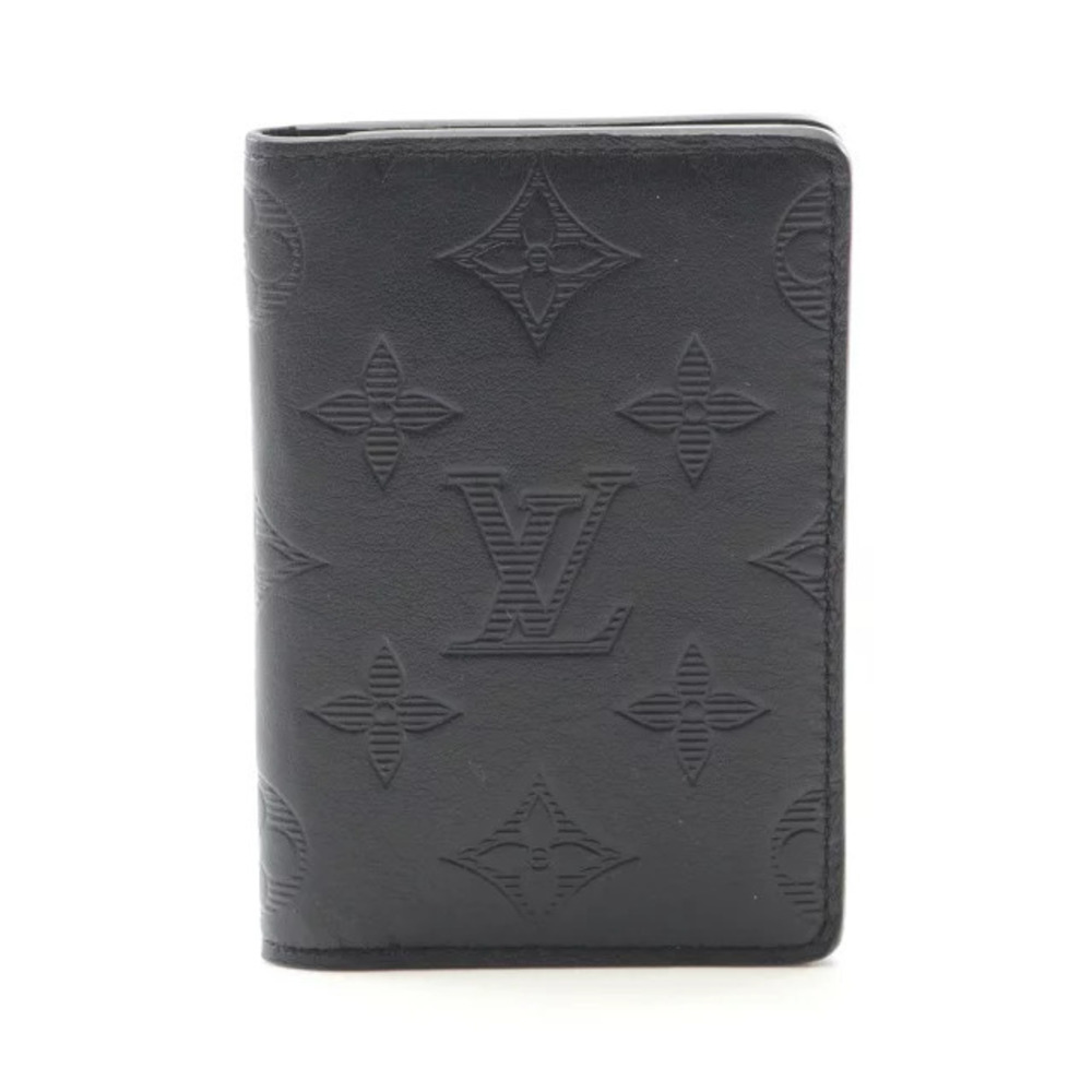 Louis Vuitton Organizer de Poche Card Case Wallet Leather Monogram Shadow Black